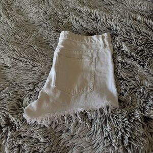 Madewell White Denim Shorts with Frayed Hem